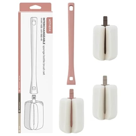 韓國Mother-K 可替換式海綿奶瓶刷(附2個替換頭)-粉紅色