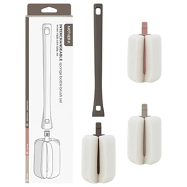 韓國Mother-K 可替換式海綿奶瓶刷(附2個替換頭)-深啡色