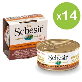 Schesir 貓罐頭/ 無穀物 吞拿三文魚肉汁 70g X 14罐