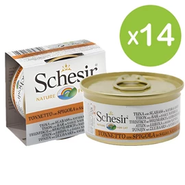 Schesir 無穀物貓罐頭-吞拿魚鱸魚肉汁 70g X 14罐