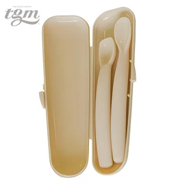 韓國tgm 嬰幼兒鉑金矽膠初及中階匙羹(連收納盒)- 兩件裝 杏色