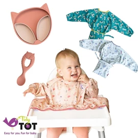 英國Tidy Tot 吸盤飯衣及餐具禮盒套裝/ Fox