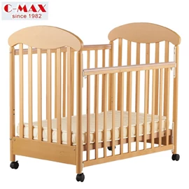 C-MAX 2合1嬰兒床 #103B (附送3吋床褥及兒童床攔板)-原木色