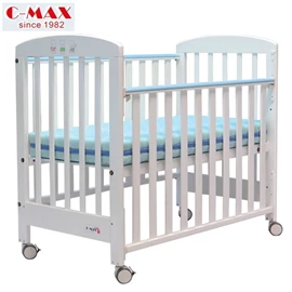 C-MAX 2合1嬰兒床 #310 (附送4吋床褥及兒童床攔板)-白色熊仔