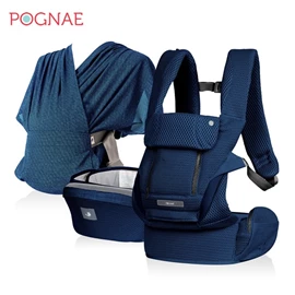韓國Pognae Max Flow 萬能四合一超涼感透氣嬰兒揹帶-深藍色