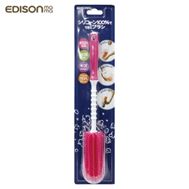 日本Edison 矽膠奶瓶清洗刷/ 粉紅