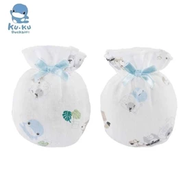 台灣KuKu Duck 小繽紛紗布手套/ 兩對裝 藍色