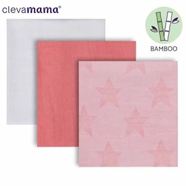 愛爾蘭 Clevamama 超柔軟透氣竹纖維包巾/ 3件裝 粉紅/白