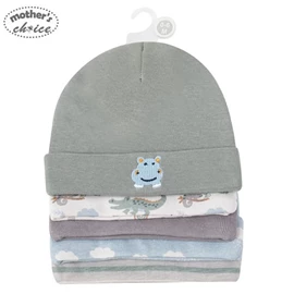 Mother's Choice 嬰兒帽-5件裝 小河馬雲朵