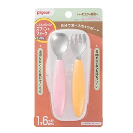 日本Pigeon 不鏽鋼學習匙叉套裝(附收納盒)/ 水果色