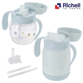 日本Richell TLI 第4代 三階段不鏽鋼學習杯套裝/ 淺藍色