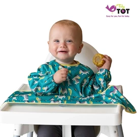 英國Tidy Tot 防水輕便飯衣(吸盤款)-長袖 Zebras