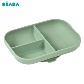 法国BEABA 矽胶分隔餐盘/ 鼠尾草绿