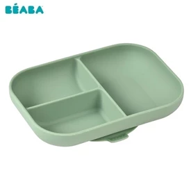 法國BEABA 矽膠分隔餐盤/ 鼠尾草綠