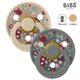 丹麥BIBS Colour 圓形乳膠安撫奶嘴/ 0-6M Liberty 香草/松木色 兩件裝