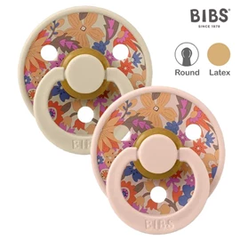丹麥BIBS Colour 圓形乳膠安撫奶嘴/ 6-18M Liberty 粉紅/象牙色 兩件裝
