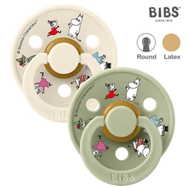 丹麥BIBS Colour 圓形乳膠安撫奶嘴/ 0-6M 姆明 兩件裝