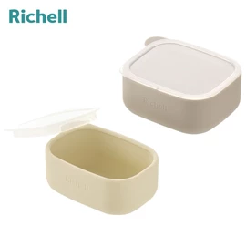 日本Richell TLI 婴儿辅食矽胶杯套装/ 浅棕色