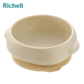 日本Richell TLI 婴幼儿好舀取矽胶吸盘碗/ 浅棕色